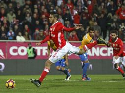 Desde 'los once pasos' lleva récord perfecto con el tanto anotado ante Estoril. EFE / M. Almeida