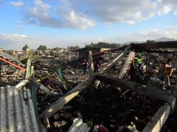 Así quedó el mercado de San Pablito en Tultepec, Estado de México, después del siniestro. AFP / R. Schemidt
