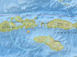 Fue localizado a unos 300 kilómetros al este de Bali, cerca de la isla de Sumbawa, y a una profundidad de 72 kilómetros. ESPECIAL / http://earthquake.usgs.gov
