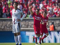 El l Toluca acechó el  área de Atlas, buscando el resquicio por donde tomar la ventaja. MEXSPORT / J. Díaz