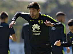 El delantero americanista, pese a traer vendaje, trabajó al parejo de sus compañeros y podrá estar contra los Diablos Rojos. MEXSPORT / M. Naranjo