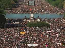 En Washington se registra la mayor concentración, estimada ya en más de 500 mil personas que forman inmensos ‘ríos rosas’. AP / M. Wilson