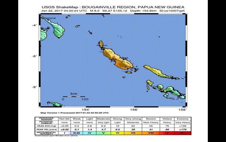 El Servicio Geológico de Estados Unidos (USGS) informó que el sismo ocurrió a las 04:30 horas GMT del domingo. EFE / USGS