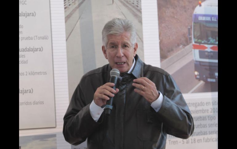 El titular de la SCT, Gerardo Ruiz Esparza estuvo en Jalisco para la presentación del nuevo tren de la Línea 3. EL INFORMADOR / F. Atilano