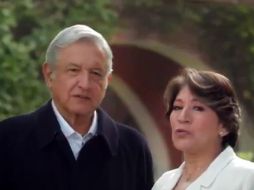 En la publicidad, Andrés Manuel aparece junto a Delfina Gómez, precandidata de Morena al gobierno del Estado de México. TWITTER / @lopezobrador_
