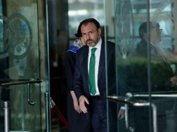 Luis Videgaray al salir del Departamento de Estado, en Washington, luego de reunirse con su homólogo estadounidense. AFP / B. Smialowski