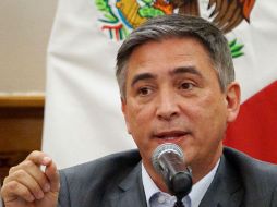 El vocero de seguridad de Nuevo León, Aldo Fasci Zuazua, informó en rueda de prensa que Cano Martínez se encontraba en un restaurante. EFE / J. Cedillo