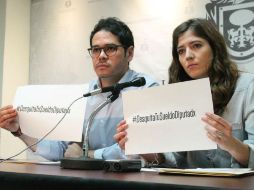 En conferencia, los diputados Alejandro Hermosillo y Fela Pelayo presentan la iniciativa. TWITTER / @ALEXHSILLO