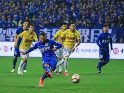 El 'Apache' marca el segundo tanto para su equipo. INSTAGRAM / shanghaishenhua