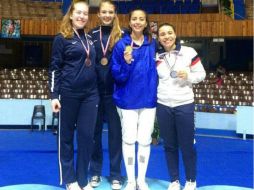 Toledo (segunda de der. a izq.) triunfa en el certamen disputado en la Habana, Cuba. ESPECIAL / www.com.org.mx