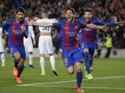 Sergi Roberto celebra el tanto que decreta el 6-1 sobre el PSG. AP / E. Morenatti