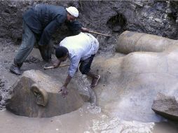 El hallazgo tuvo lugar en la zona arqueológica de Ain Shams, alrededor de los restos del templo de Remsés II. EFE / K. Elfiqi