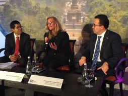 María Fernanda Garza Merodio habla en la inauguración del Congreso Internacional Contra la Corrupción. TWITTER / @ICCMEXICO