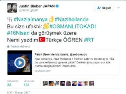 La cuenta en japonés de Justin Bieber resultó afectada con los mensajes. TWITTER / @bieber_japan
