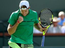 Sock celebra la obtención de un punto ante Nishikori. AFP / M. Stockman