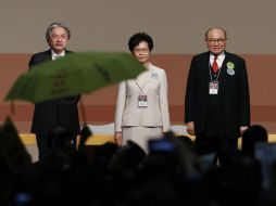 Lam salió elegida en la primera ronda de votaciones, en las que participaron un total de mil 163 miembros del comité. AP / K. Cheung