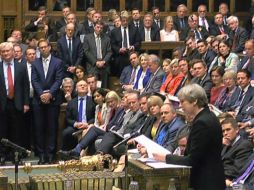 May afirma que celebrar las elecciones es de ‘interés nacional’ tener un liderazgo fuerte y estable. AFP / Parlamento del Reino Unido