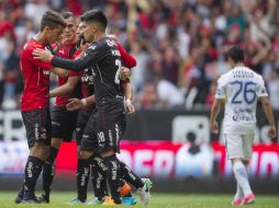 Jugadores del Atlas celebran su triunfo ante Pachuca. MEXSPORT / C. de Marchena
