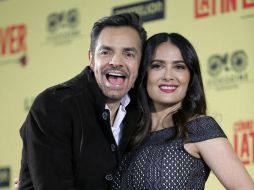 Salma y Eugenio participaron en una rueda de prensa en la Ciudad de México para la presentación de ‘Cómo ser un Latin Lover'. EFE / J. Mendez