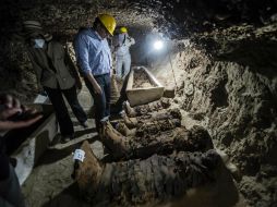 El hallazgo se dio  en un cementerio subterráneo descrito como la primera necrópolis humana descubierta al sur de El Cairo. AFP / K. Desouki