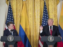 ‘Los muros funcionan, si no pregúntenle a Israel’, respondió Donald Trump al mandatario colombiano. EFE / M. Reynolds