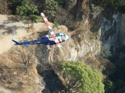 El helicóptero Tláloc ha participado en el combate al fuego. TWITTER / @AmbienteZapopan