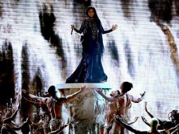 Nicki Minaj estuvo acompañada por Lil Wayne y Jason Derulo. AFP / E. Miller