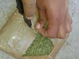 La mariguana se encuentra en 13 paquetes confeccionados con cinta canela. NTX / ARCHIVO