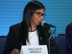 Delcy Rodríguez refirió que la reunión de consulta de cancilleres, que llamó fraudulenta, pretende lesionar los derechos de su país. NTX / J. Pazos