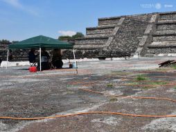 El túnel correría del centro de la Plaza de la Luna a la Pirámide de la Luna, en Teotihuacan. TWITTER / @INAHmx