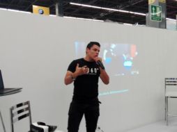 Gibrán Arizona, director y co-fundador de Tr360, habla durante su presentación en Jalisco Campus Party. EL INFORMADOR / A. Gallegos