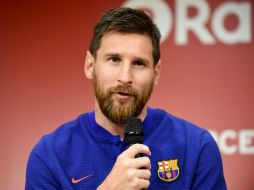 Messi asistió a un acto publicitario celebrado en Tokio para la presentación del nuevo patrocinador del club, la nipona Rakuten. AFP / T. Yamanaka