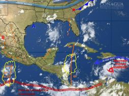 La depresión tropical se halla a 225 kilómetros al nornoroeste de Curazao. TWITTER / @conagua_clima