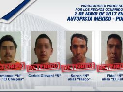 Los inculpados supuestamente interceptaron el auto de una familia en el kilómetro 87+990 de la autopista México-Puebla. TWITTER / @FiscaliaPuebla