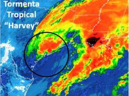 'Harvey' recuperó un poco de fuerza al reingresar a las aguas cálidas del Golfo de México. TWITTER / @conagua_clima