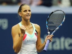 La checa de 25 años celebra tras el final del partido en Nueva York. AFP /