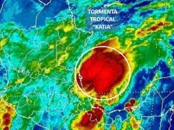''Katia'' se desplaza hacia el sureste, debido a la interacción con el frente frío número dos de la temporada. TWITTER / @conagua_clima
