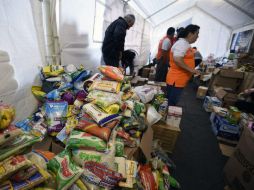 Vista de un centro de acopio en Oaxaca luego del sismo de 8.2 grados en la escala de Richter que azotó al estado ayer, 8 de septiembre. AFP / A. Estrella