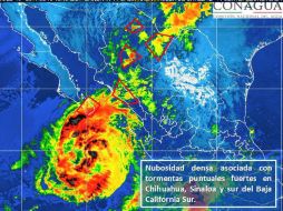 Norma ocasionará tormentas fuertes con puntuales muy fuertes en zonas de Baja California Sur. TWITTER / @conagua_clima