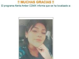 A través de redes sociales la Procuraduría informó de la localización de María Fernanda. TWITTER / @PGJDF_CDMX