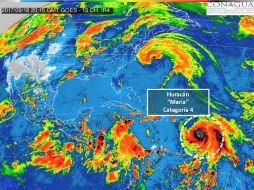 'María' lleva vientos máximos sostenidos de 215 kilómetros por hora. TWITTER / @conagua_clima
