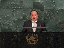 El ministro de relaciones exteriores Ri Yong Ho durante la Asamblea General de la ONU.