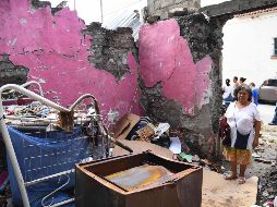 Aspecto de las viviendas en la entidad tras sufrir cuarteaduras debido al terremoto.