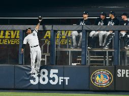 La descuelga. Aaron Hicks estira el brazo para atrapar una bola conectada por Wilson Ramos en el primer inning y que amenazaba con convertirse en grand slam.