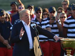 Trump, presidente honorario del evento, se convirtió en el primer mandatario en el poder en asistir a los encuentros en el último día.  AP / S. Walsh