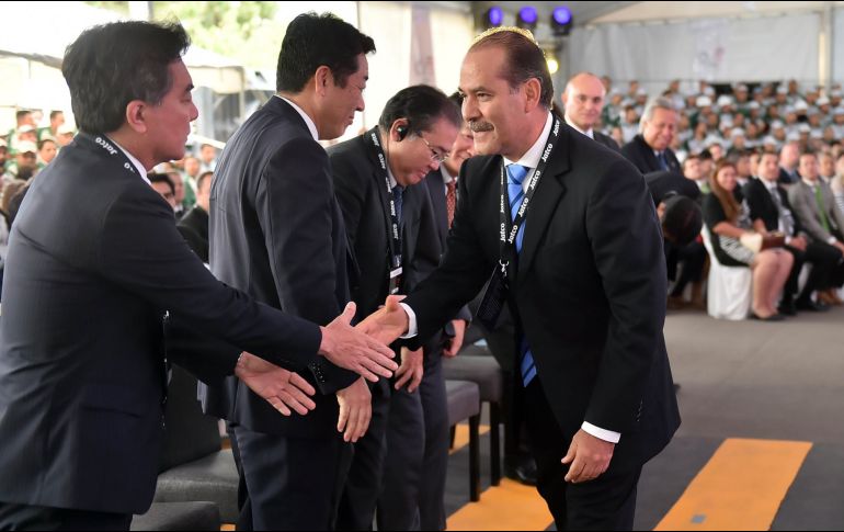 El gobernador de Aguascalientes, Martín Orozco Sandoval, participó en la celebración de la planta 1 de Jatco México. TWITTER / @MartinOrozcoAgs