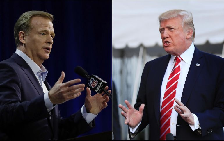 El presidente de Estados Unidos Donald Trump ha intervenido pidiendo que Goodell (I) intervenga. AP/ARCHIVO