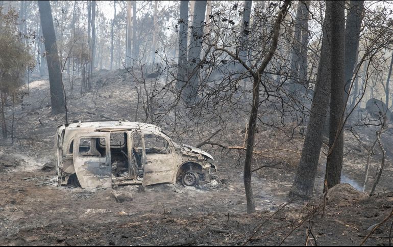 Los estragos de los incendios al norte de España han llegado hasta Vigo, pues las cenizas cubrieron la casa del Celta, el estadio Balaídos. AP / L. Villar