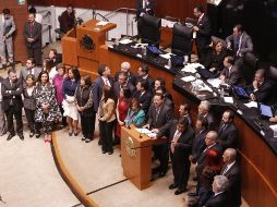 El pleno habría de votar el acuerdo que se aprobó en la Jucopo que plantea que Elías Beltrán y Nieto Castillo hablen en el salón de sesiones.  TWITTER / @SenadoresdelPAN