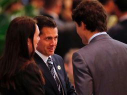 Con el Primer Ministro de Canadá, Justin Trudeau, el Mandatario mexicano aborda diversos temas de la agenda bilateral. AFP / J. Silva